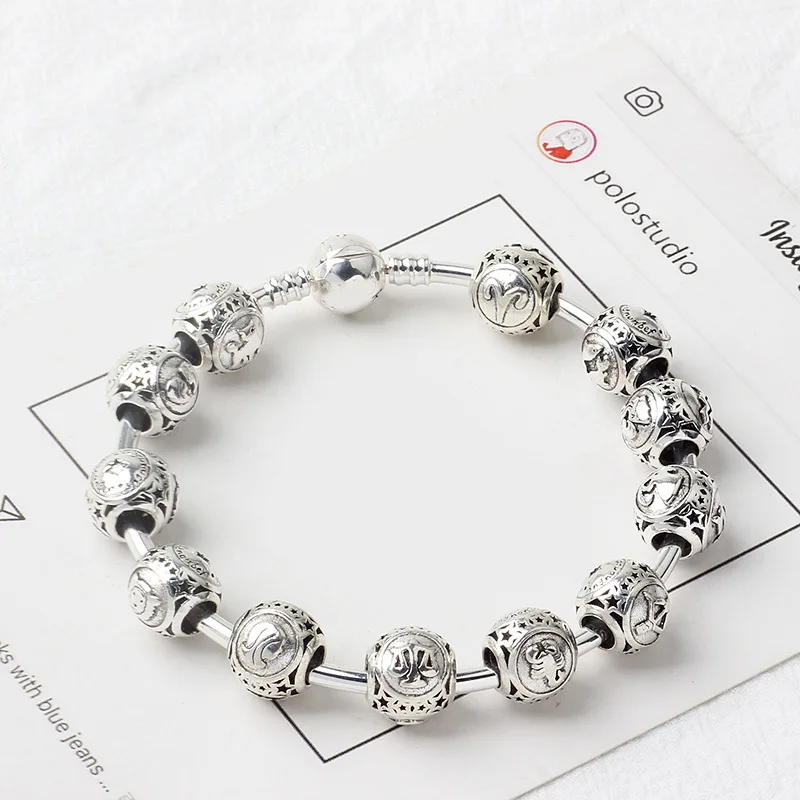 2020 двенадцать 12 созвездий полые круглые бусины с принтом близнецы Для малышей