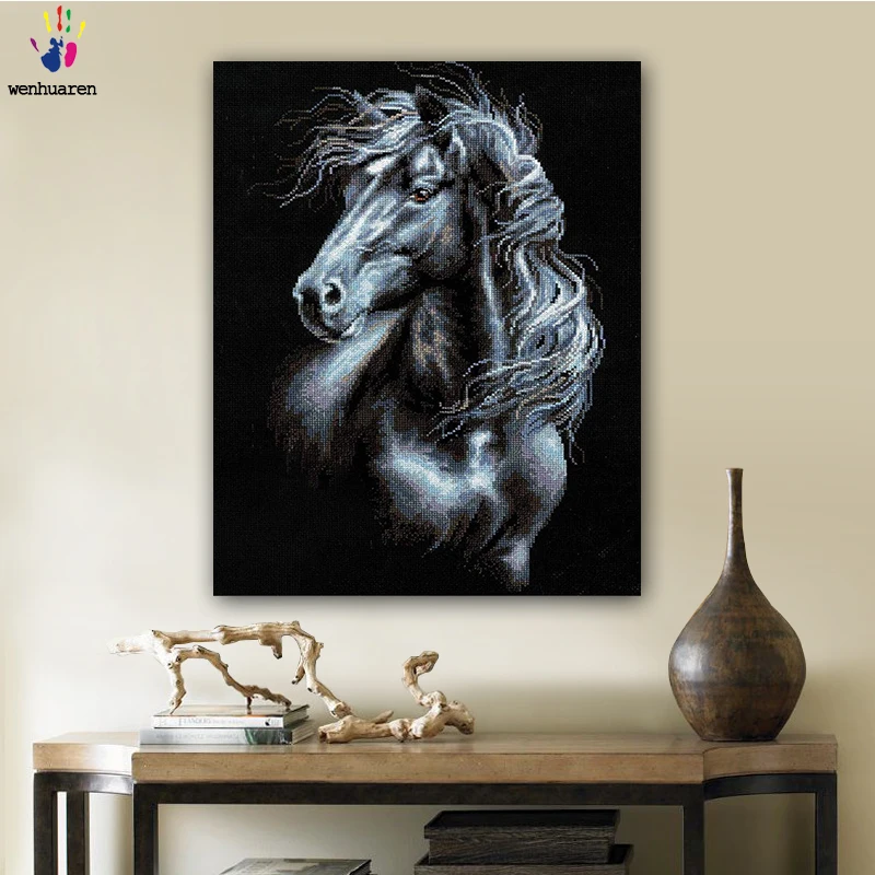 

DIY картинки для раскраски по номерам с цветами лошадь картина Рисование по номерам обрамление домашний холст цельное животное