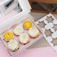 1pcs clear windowed cupcake boxes removable tray for 12612 mousse cake for party christmas food packaging kitchen accessories