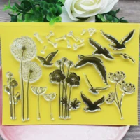 dandelion flower silicone transparent seal diy scrapbook bird transparent stamp clear album greeting card crafts