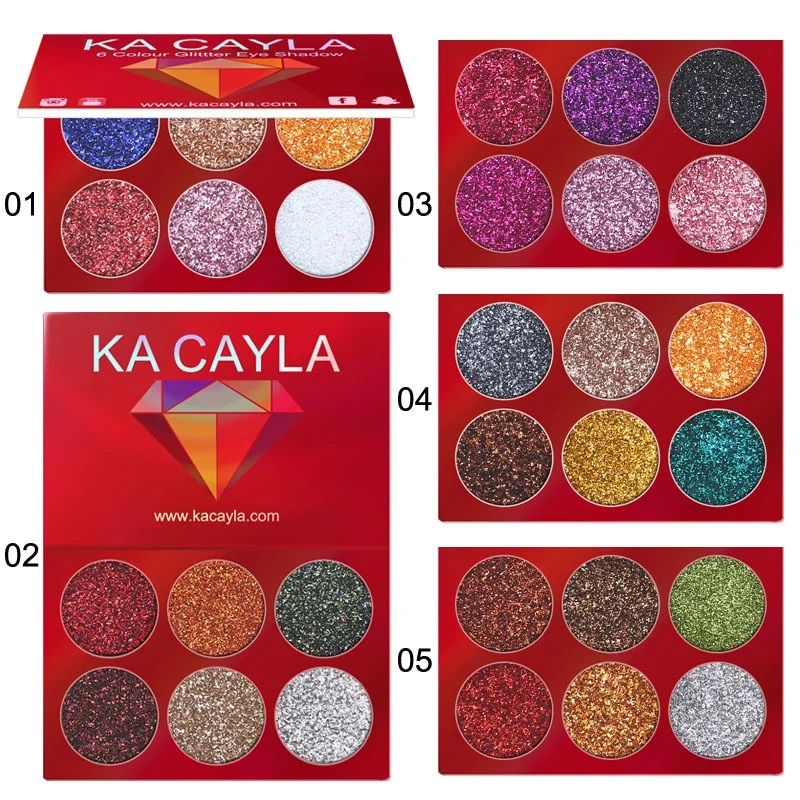 6 Colors Glitter Eyeshadow Makeup Pallete Matte Eye shadow Palette Shimmer and Shine Diamond Powder Pigment Cosmetics |