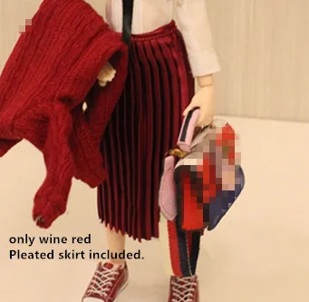 wine red skirt Новая кукла зимняя плиссированная юбка Blyth длинная юбка кукла рубашка(Fit blyth, pullip, BJD, azone, kurhn, Licca, JerryB, 1/6 кукла - Цвет: wine red skirt
