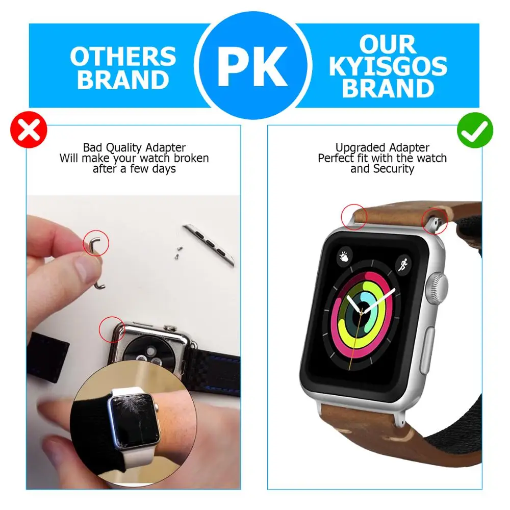 Ремешок для часов из натуральной кожи коричневый Apple Watch Series 4 3 2 1 38 42 мм