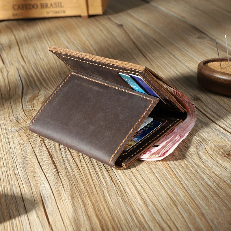 Mad Horse кожаный дизайнерский Ретро мужской кошелек тройной простой популярный