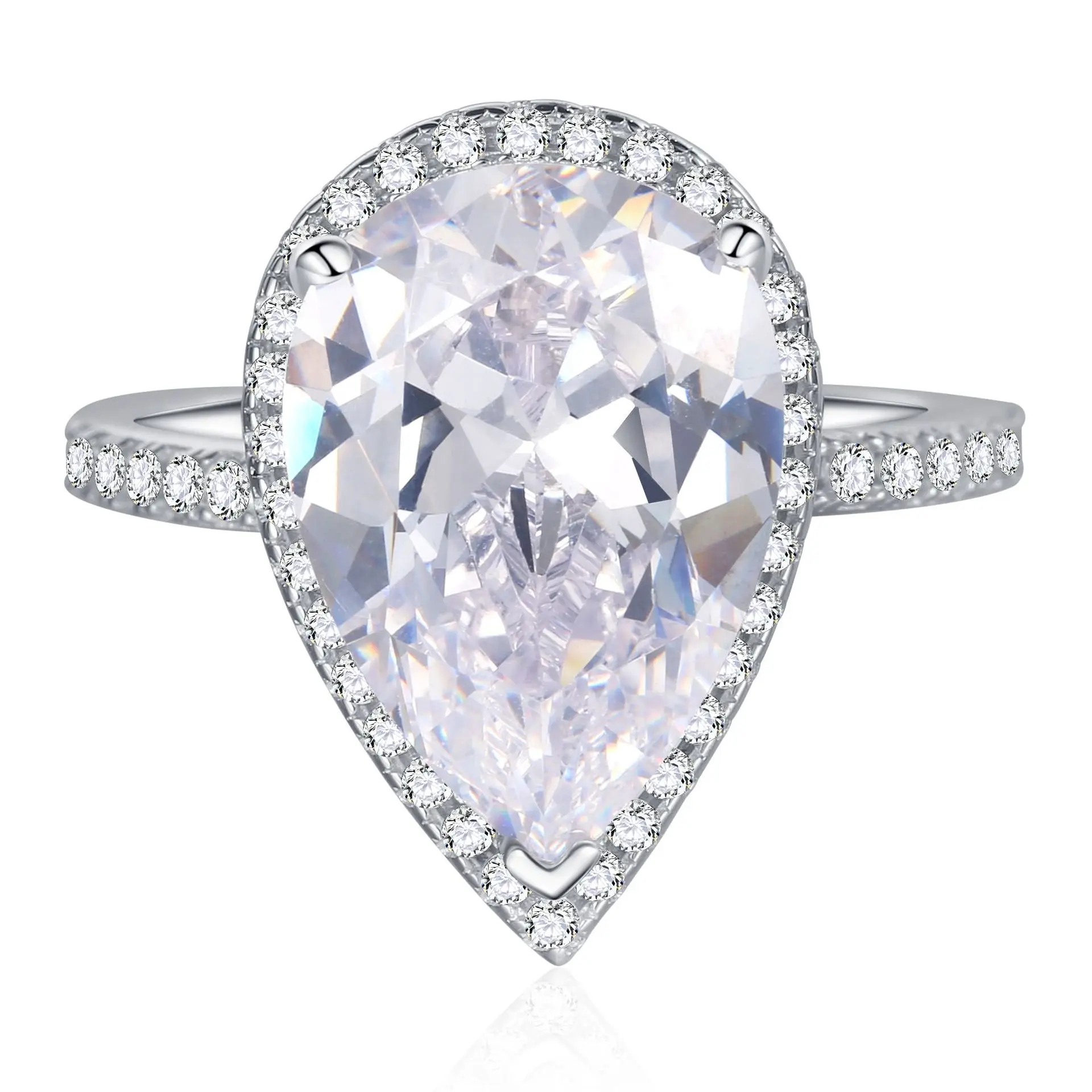 

14*9MM Pear Cut 925 Sterling Silver Ring Simulated Moissanite Diamond AAA Cubic Zirconiat Engagement Fine Jewelry Gifts