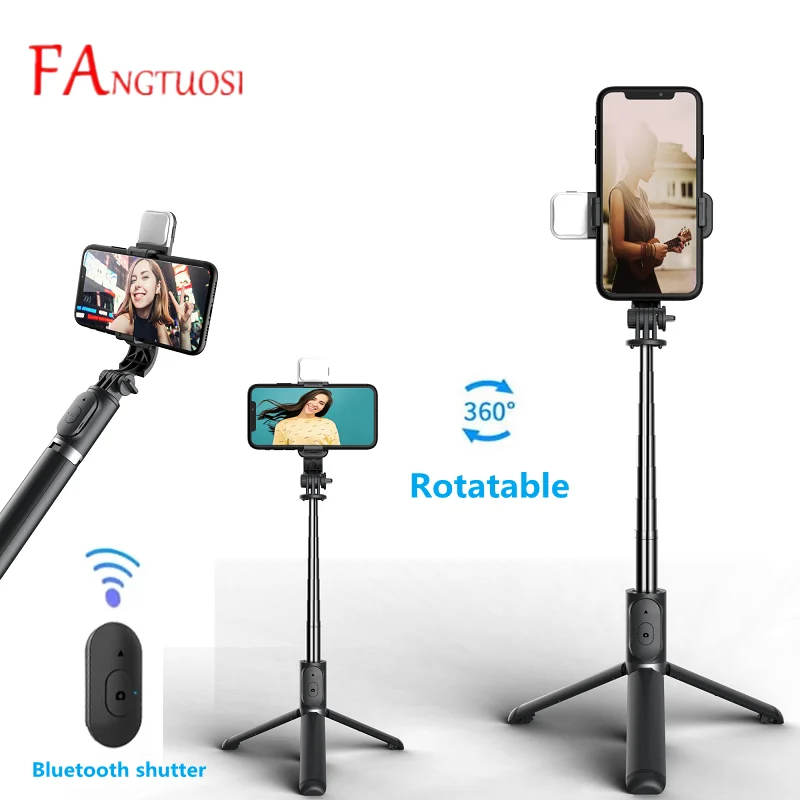 

New 4 In 1 Wireless Bluetooth Selfie Stick Extendable Monopods With Foldable Tripod LED Fill Light For Xiaomi Huawei Samsung