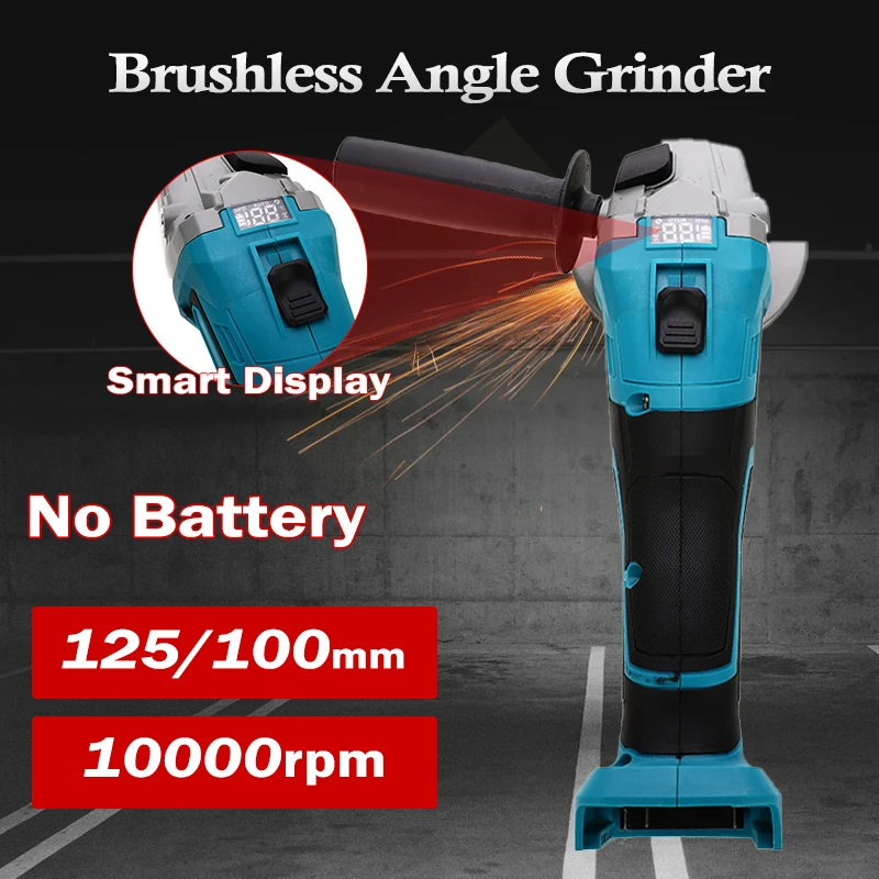 Brushless Electric Angle Grinder 125/100mm Grinding Machine Cordless Woodworking Metal Cutting Power Tool For Makita Battery 18V