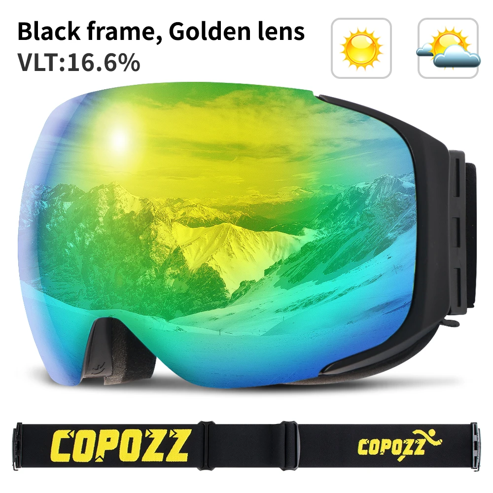 Frame Black COPOZZ брендовые лыжные очки сменные магнитные линзы UV400 Анти-туман Лыжная маска для катания на лыжах мужские и женские очки для сноуборда GOG-2181 - Цвет: Frame Black