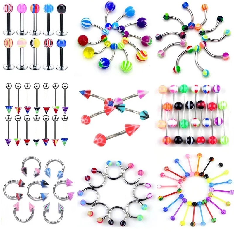

10pcs/Set Stainless Steel Eyebrow Piercing Lot Tongue Piercings Snake Eyes Pack Eyebrow Piercing Jewelry Lote