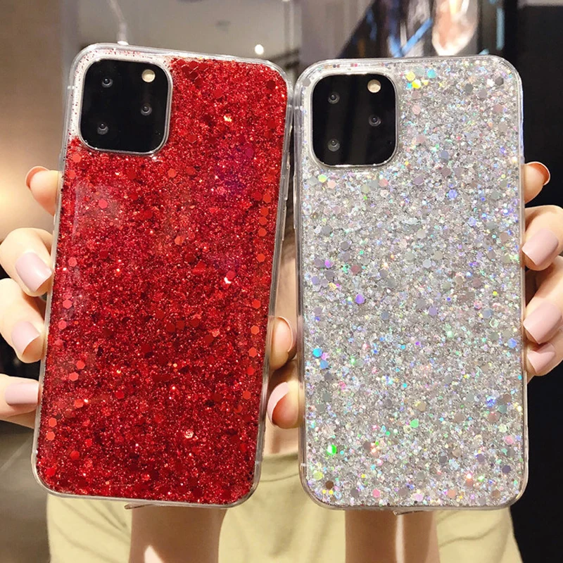 

Colourful Bling Glitter Phone Case For iphone 13 12 Mini 11 Pro XS Max XR X 7 8 SE 2020 6 6S Plus Silicone Soft TPU Back Cover
