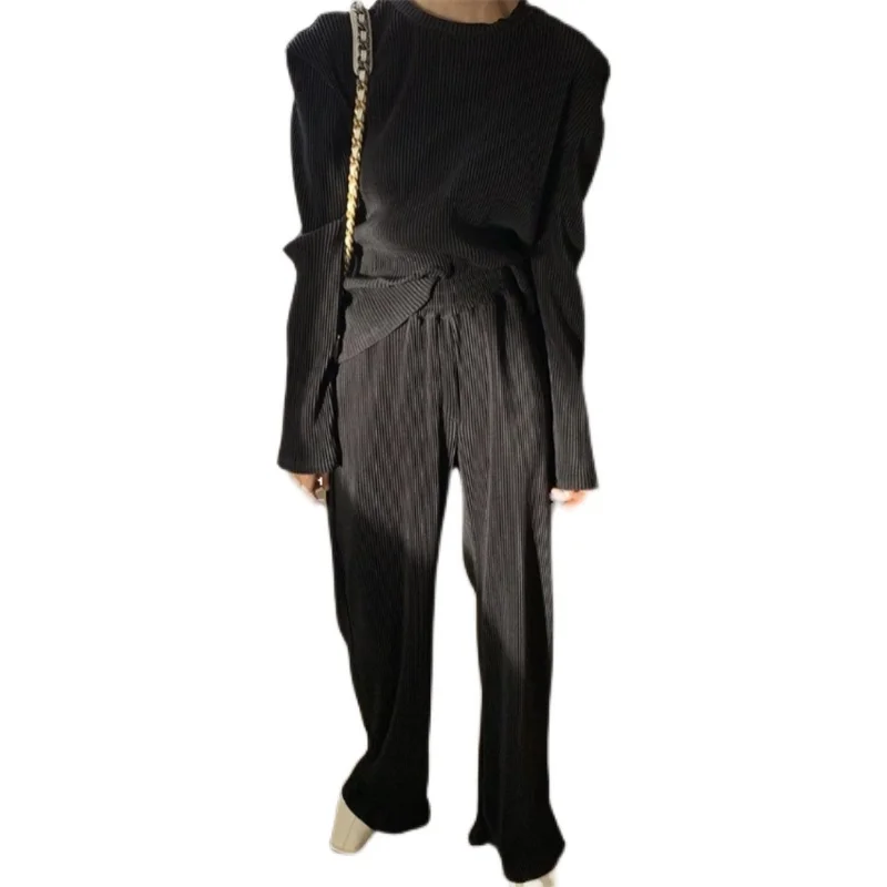 

Vintage Two Piece Sets Women Spring Summer 2021 Long Sleeve Tops and High Waist Long Trousers Loose Pants Casual 2 Piece Outfits