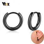 Простые классические серьги-кольца Vnox для женщин и мужчин, глянцевые маленькие серьги Huggie из нержавеющей стали, повседневные ювелирные украшения унисекс