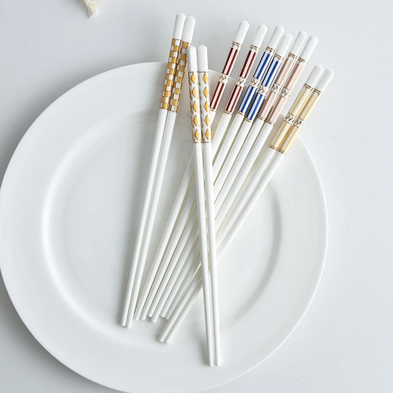

5Pairs/Set Ceramics Chopsticks Eco-friendly Kitchen Tool China Chopsticks Anti-Slip Ceramic Tableware