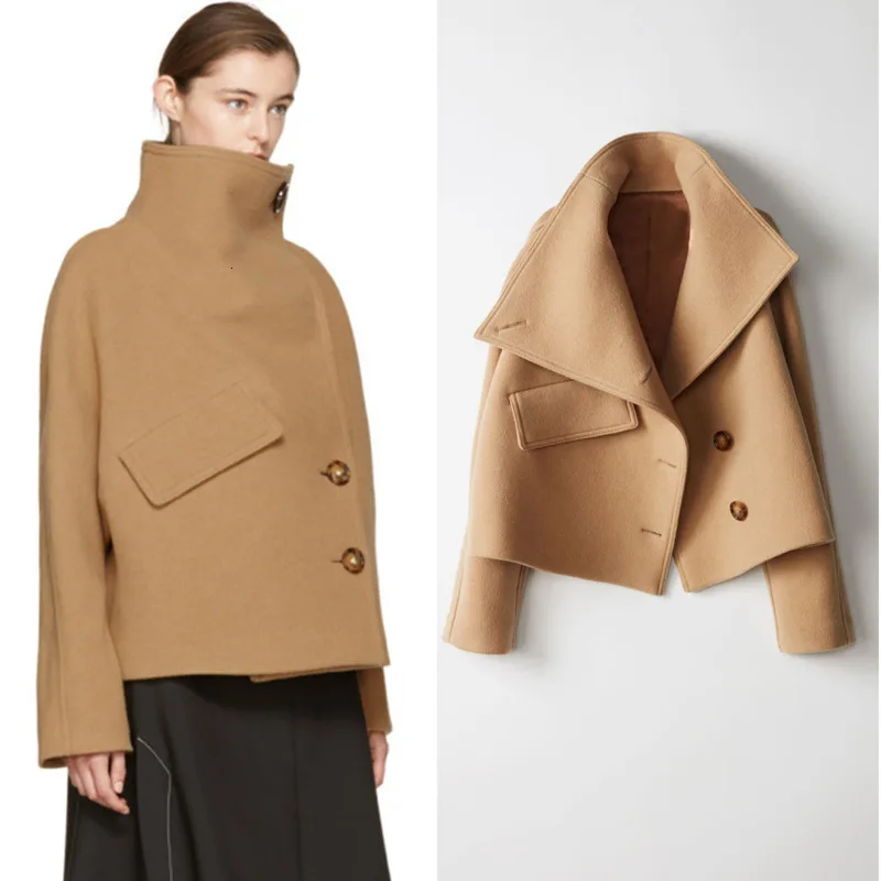 [LANMREM] Новинка 2020 года сезон весна модное однобортное шерстяное пальто цвета хаки