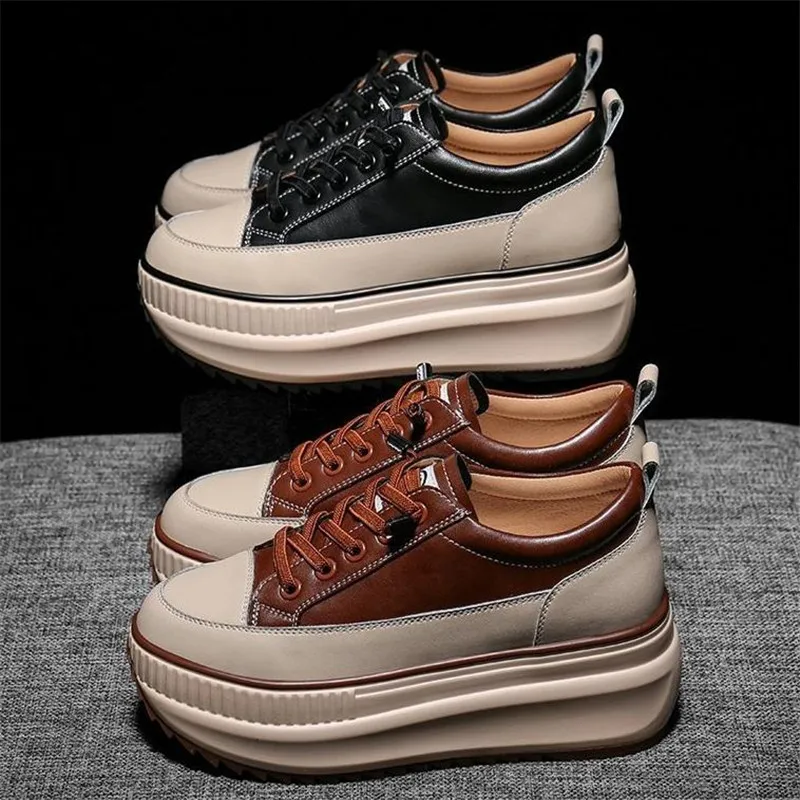 Массивные кроссовки 7 см теплая Повседневная обувь с вулканизированной подошвой