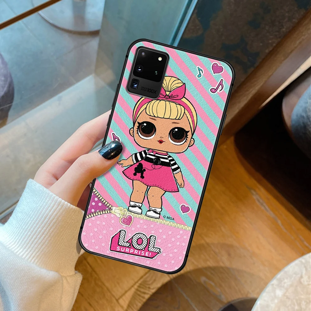 

LOL Cute Cartoon Doll Girl Phone Case For Samsung Galaxy S 6 7 8 9 10 E 20 UITRA FE 21 Edge Note 8 9 10 Plus black Coque Fashion