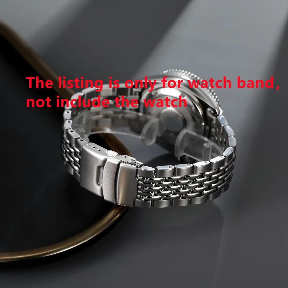 20mm 22mm Stainless steel Curved End  Bead of Rice Watch Band Strap Fit For SKX 007 Watch