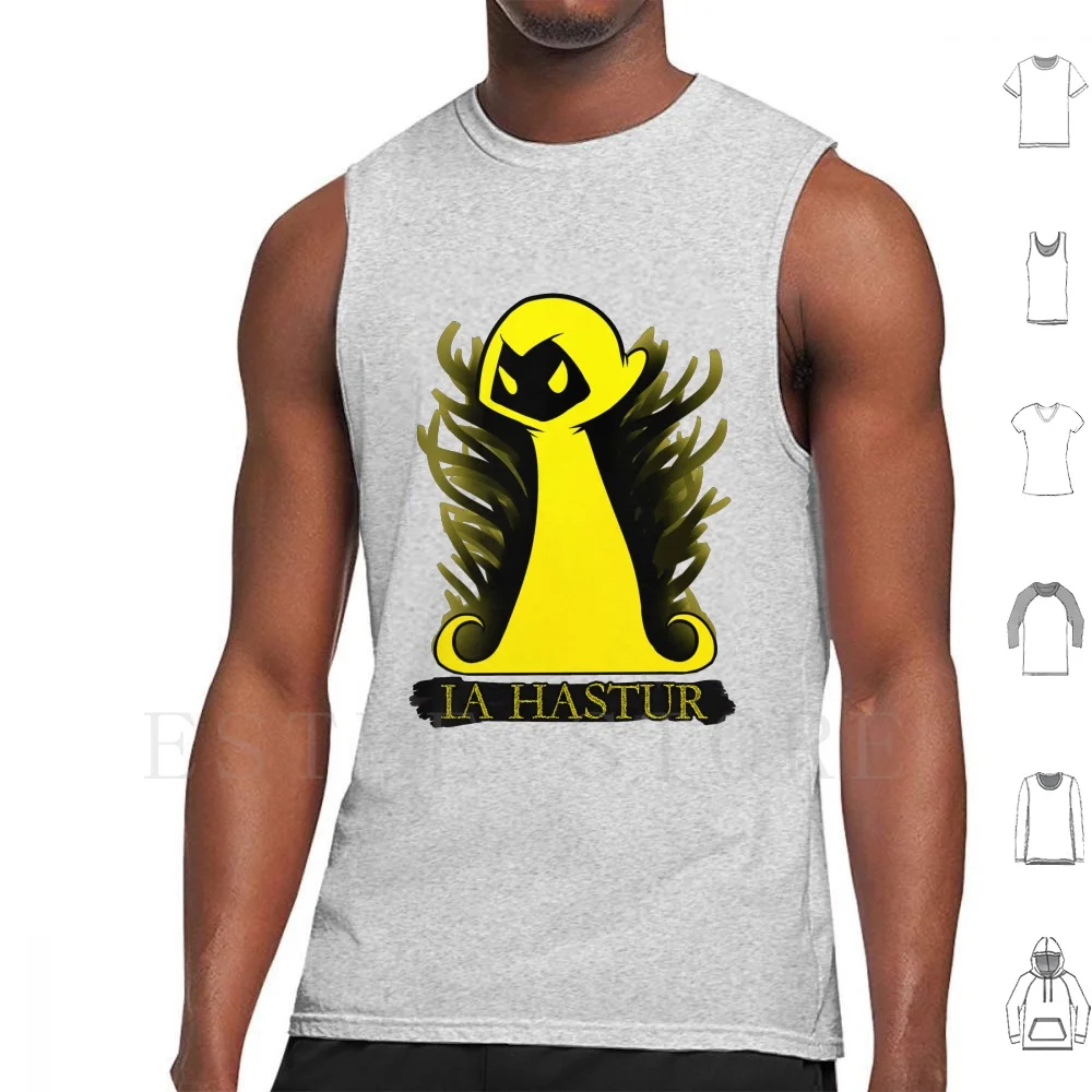 

Ia Hastur Tank Tops Vest Cotton Chibi Hastur Rlyeh Cthulhu Eldritch Yellow Black Cute Old Gods Nerd Geek Draikinator