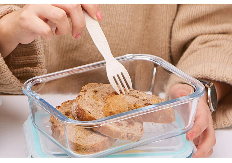 Корейский стиль Коробки для обедов стеклянный микроволновый бенто ланч бокс Еда