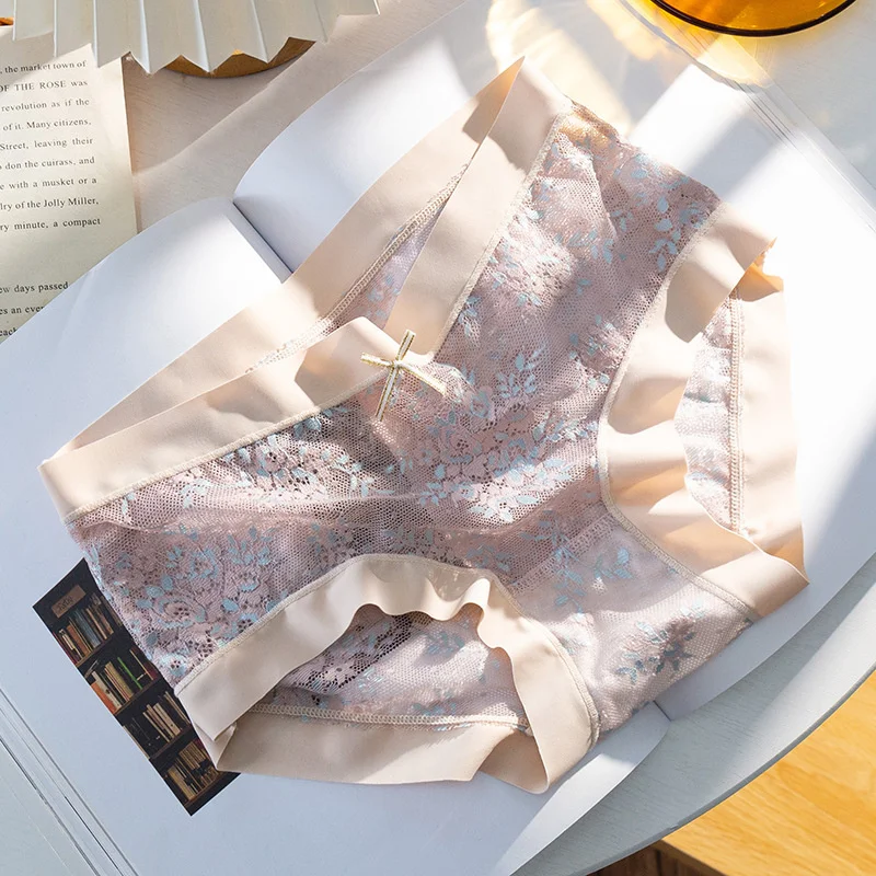 

Модное кружевное мягкое нижнее белье со средней талией, комфортное кожаное нижнее белье, дышащие женские трусы, новинка