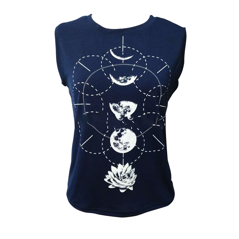 Повседневная Женская майка с принтом Йога простая без рукавов Вырез Лодочкой