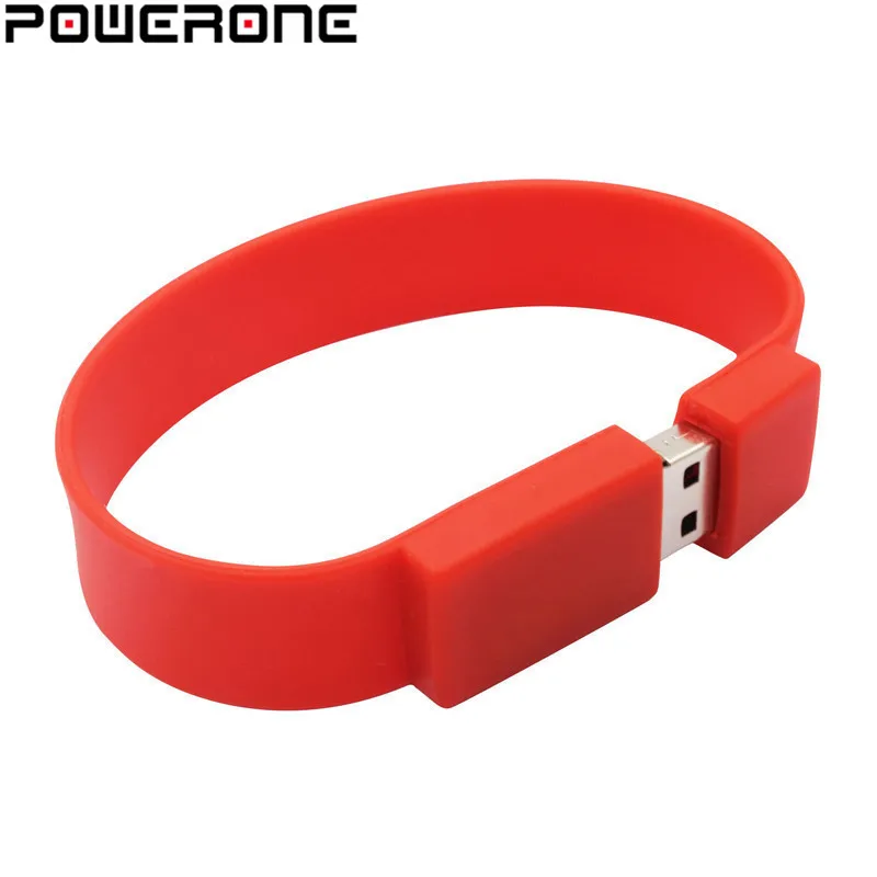 POWERONE силиконовый браслет ремешок на запястье флешка 4 ГБ 16 32 64 USB 2 0 флеш