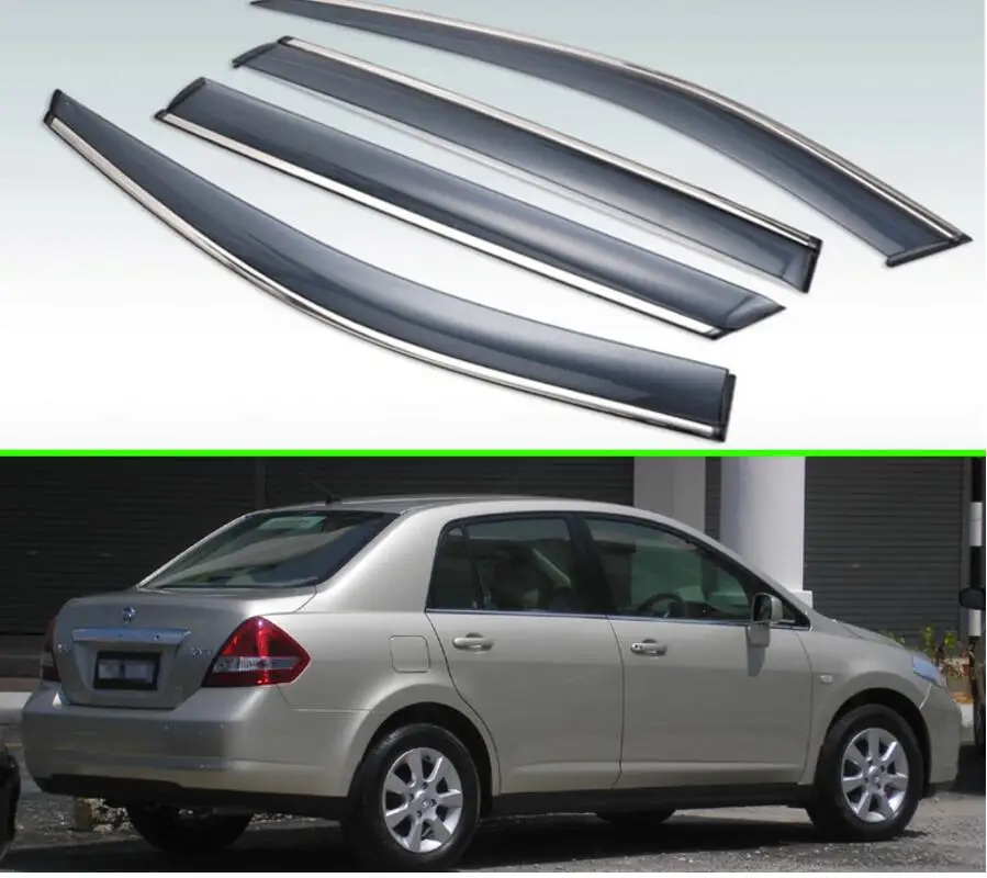 Para Nissan Tiida 2008-2019 Nissan Latio sedan Visor Exterior de plástico persianas de ventilación protección solar Deflector 4 Uds