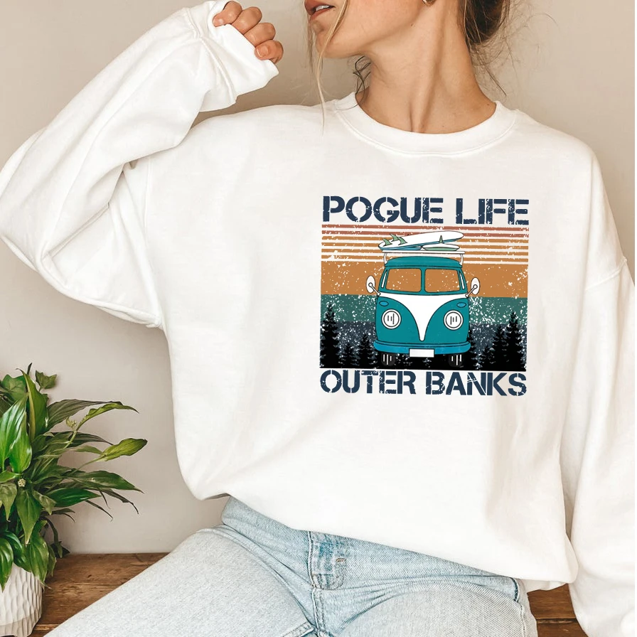 

Pogue Life Outer Banks Sweatshirt Vintage OBX John B JJ Kiara Pope Hoodies Outer Banks North Carolina Pullover Retro Sweatshirts