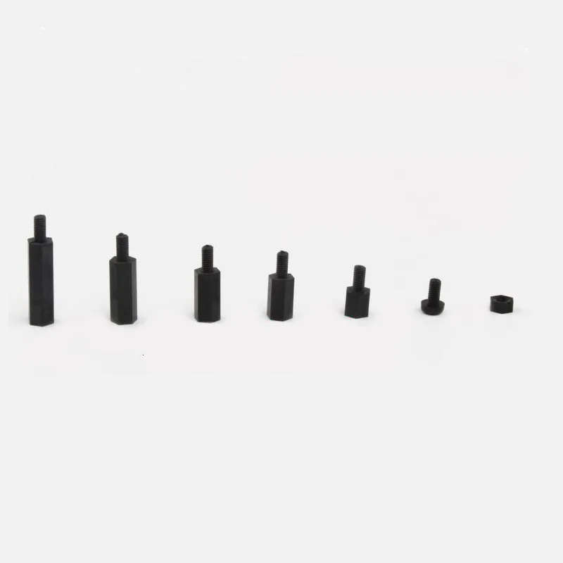 180 шт./компл. черная M3 нейлоновая Шестигранная с резьбой противостояние прокладки