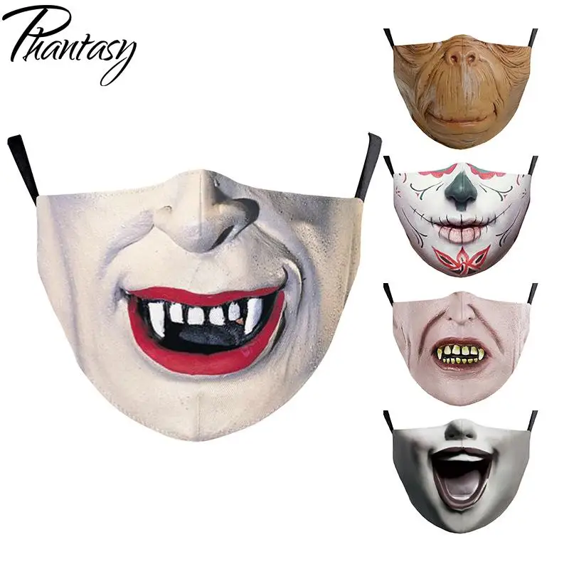 Маска для взрослых на Хэллоуин маска лица с принтом клоуна моющаяся Тканевая рта