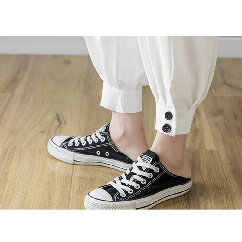 

SURMIITRO Long Harem Pants Women 2021 Fashion Summer Korean Style Green High Elastic Waist Ankle Length Trousers Female