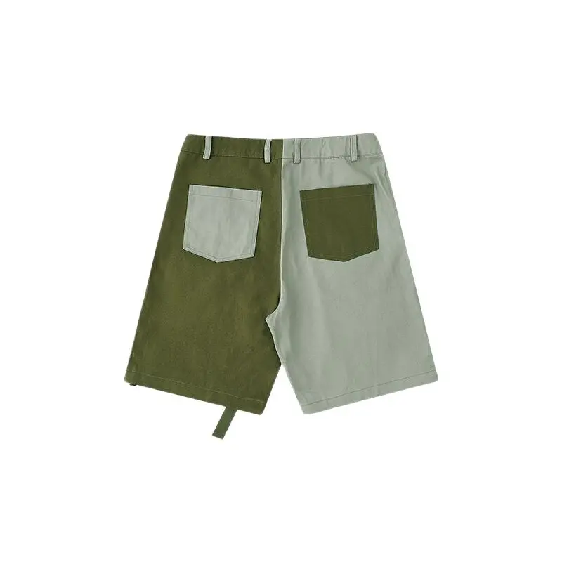 

Fashionable summer stitching contrast shorts Young people's knee length shorts