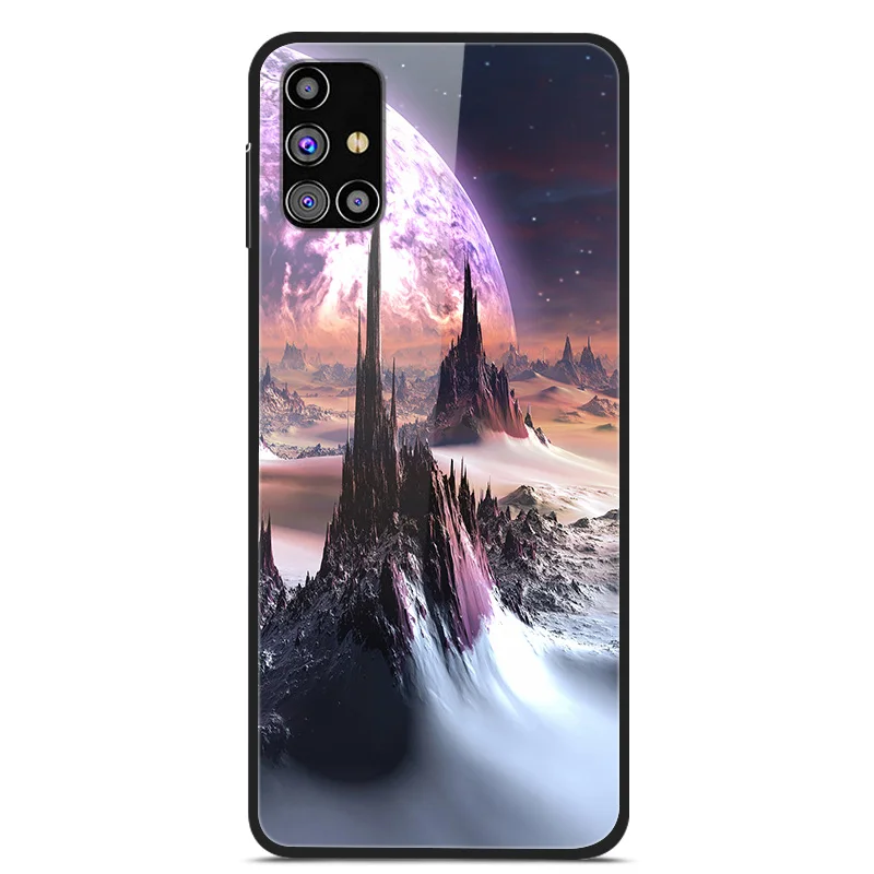 Окрашенный жесткий чехол из закаленного стекла для Samsung M31s M51 M 31s Роскошный Galaxy