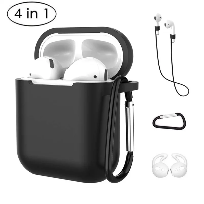 

4 In 1 Earphone Silicone Case Anti-lost Wire Eartips for Apple Airpods Air Pods 1 2 Bluetooth Wireless Headphone Accessories