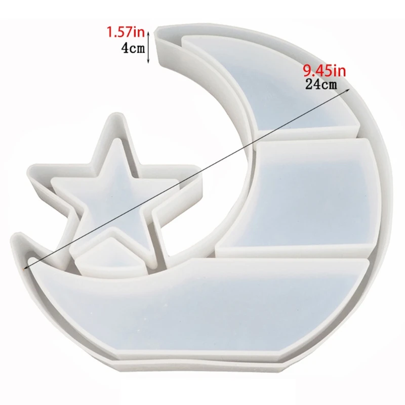 

1Pcs DIY Crystal Epoxy Resin Mold Moon Plate And Dish Mold Durable Waterproof Epoxy Silicone Casting Mold For Home