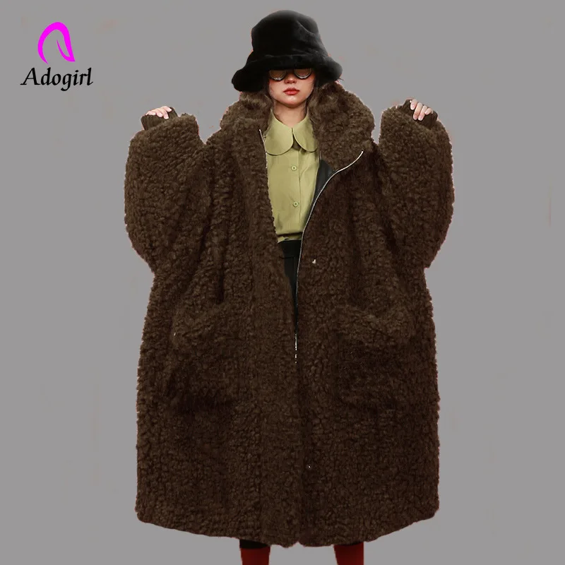 Женское теплое толстое пальто 2020 из искусственной овечьей шерсти длинная куртка
