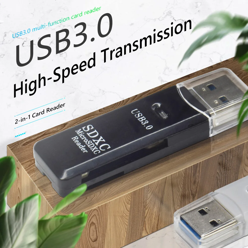

2 In 1 USB Card Reader 3.0 Micro SD/SDXC High Speed Transfer TF SD Memory Card Reader SDHC SDXC MMC Portable Drive Free