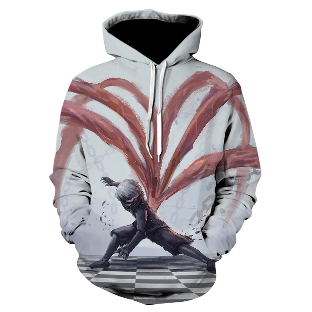 

2020 new hot selling tokyo ghoul 3d printing hoodies ken kaneki white hoodie japan anime cool sweatshirts tops jacket