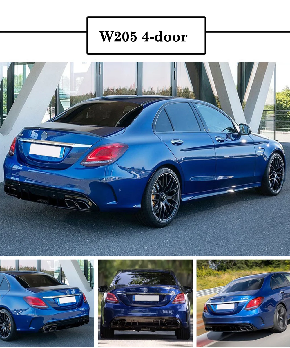 

Gloss Black Rear Diffuser For Mercedes-benz C class W205 C43 C63 4-door Sedan Sport Version ABS Back Bumper With Exhaust Outlets