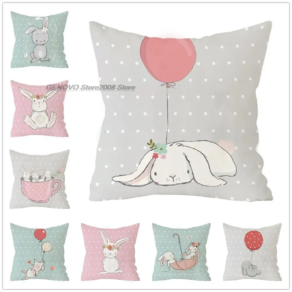 

Nordic Kissen Abdeckung Kids Room Decor Nette Rosa Kaninchen Bunny Cartoon Tier Werfen Kissen Fall 45x45cm Dekorative kissen Fal