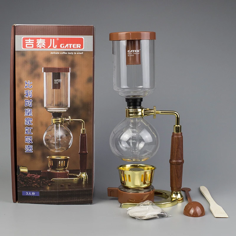 Сифон для кофе 3 чашки новинка золотой 300 мл сифон фильтр вакуумный стеклянный