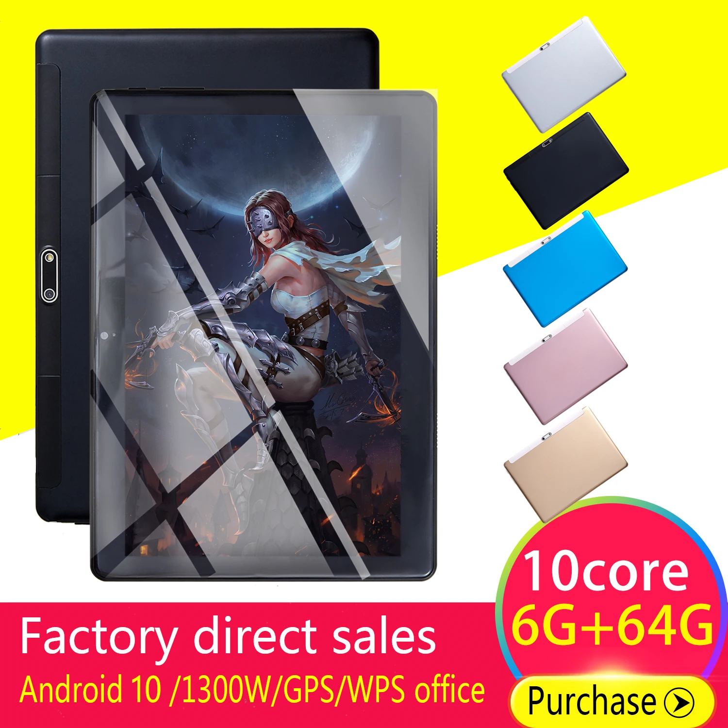 

2021 New S10 Tablet Android 10.1 Inch Mobile Phone Game Online Class Thin Office Tablet 1960x1080 8GB RAM 256GB ROM Tablet PC