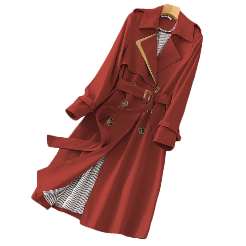 

2021 Spring New Korean Fashion Trench Coat Women Hepburn Windbreaker Long Women's Plus Size Windproof Overcoat Trend Mujer 4XL