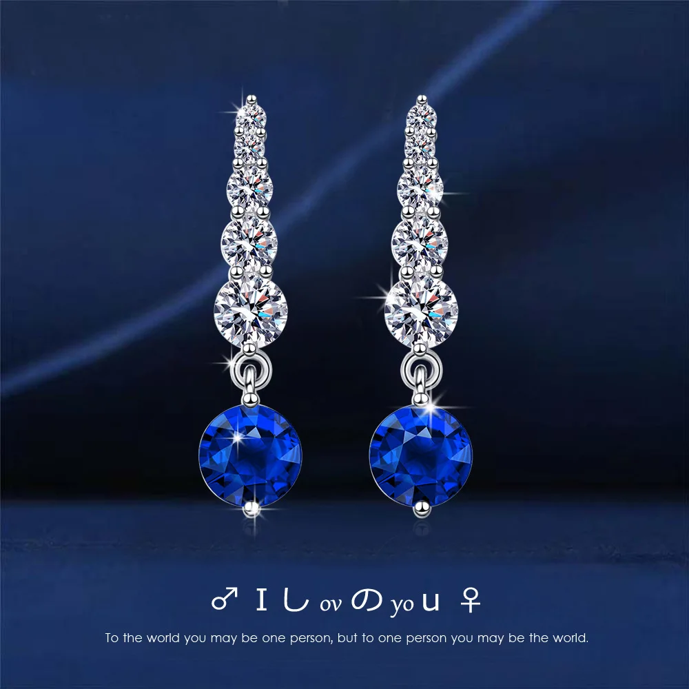 

Модные подходящие ко всему женские серьги в форме капель с сапфиром класса AAA