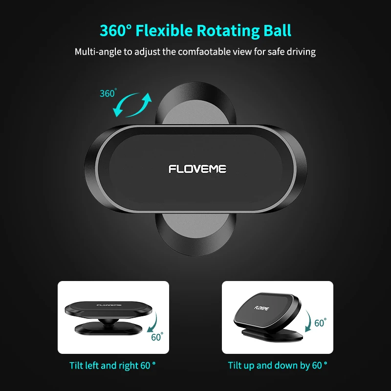 floveme magnetic car phone holder 360 degree mini strip shape stand metal magnet gps car mount stand wall office bedroom bracket free global shipping