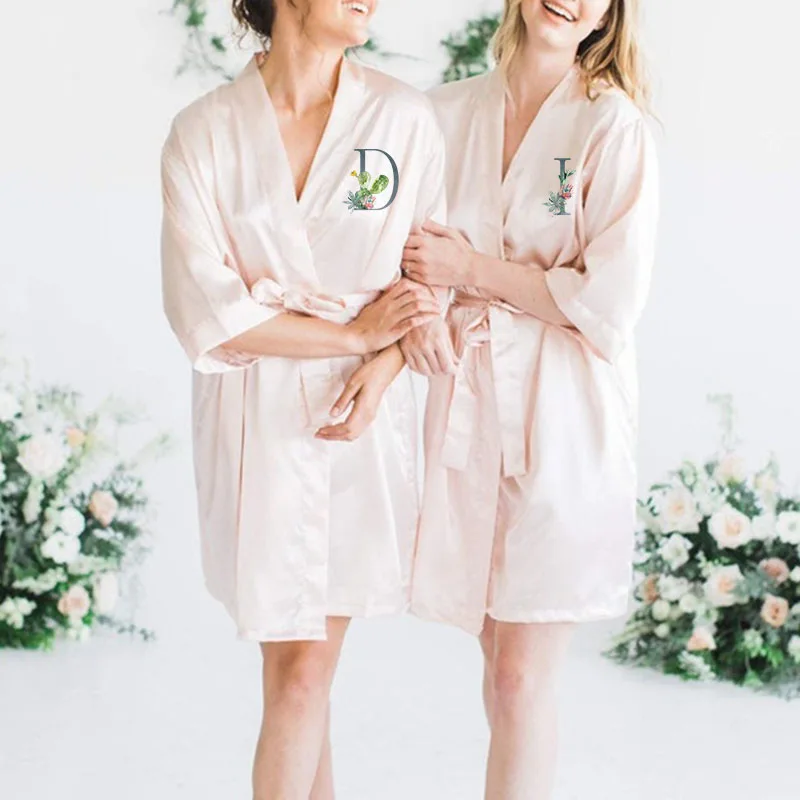 Халат-кимоно Женский атласный с цветочным принтом | Женская одежда