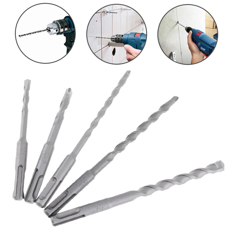 

5PCs Center Drill Bit 6MM 8MM 10MM Diameter Round Shank SDS Plus Rotary Hammer Concrete Masonry Drill Bit for Home Wood Drilling