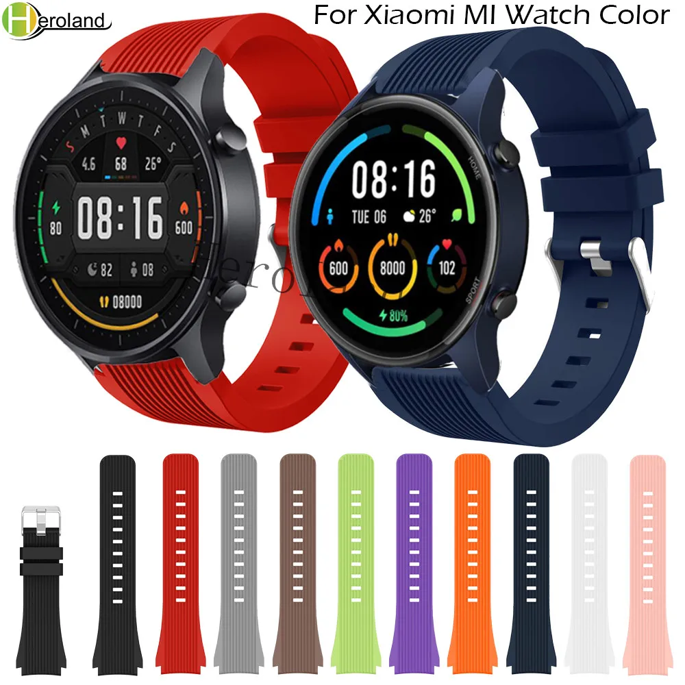 

HeroIand straps For Xiaomi MI Watch Color Sports WristBand 22mmm silicone SmartBand For Realme Watch S Bracelet Ѭемеок wearable