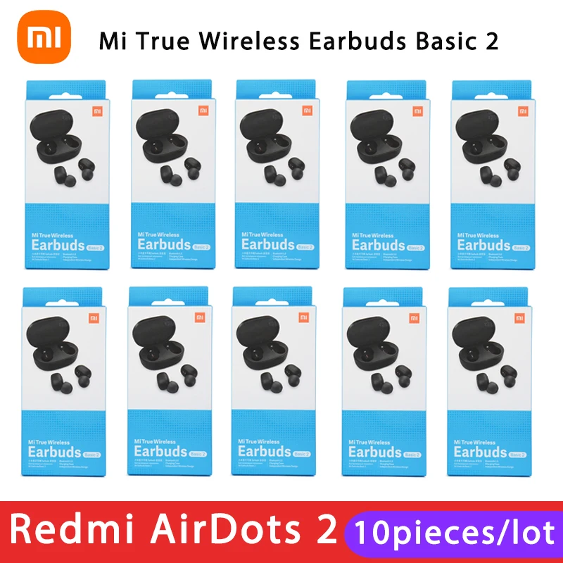 

10pcs/lot Global Version Xiaomi Redmi Airdots 2 TWS Wireless Bluetooth 5.0 Earphone Mi True Wireless Earbuds Basic 2 TWSEJ061LS