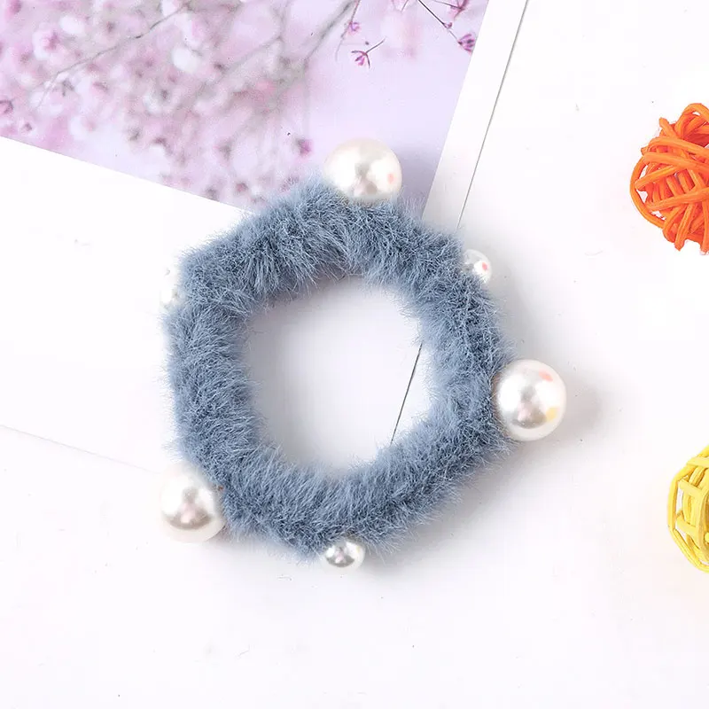 

Imitation Pearl Plush Elastic Hair Bands Women Girls Colorful Ponytail Holder Rubber Bands Scrunchie Headband Hair Accessories